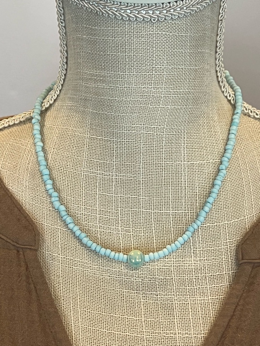 Glass Beaded Necklace with Center Glass Accent - Women Jewelry